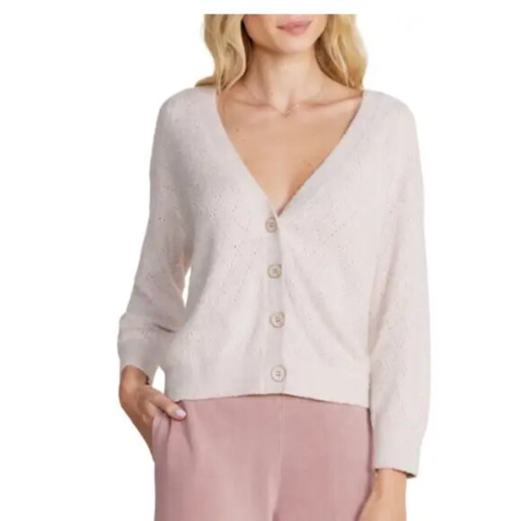 Barefoot Dreams Sweaters - Barefoot Dreams® Diamond Pointelle Cardigan in Chai Size XL